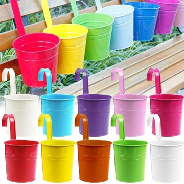 Balcony Railling Metal Planter 6 inch Mix Color