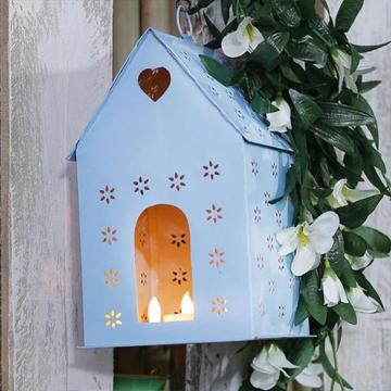 Hanging Bird House Square Blue